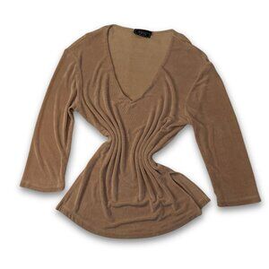 Vintage Fitted Ribbed Blouse with Split Side Seams | Women's Medium | Vivyd